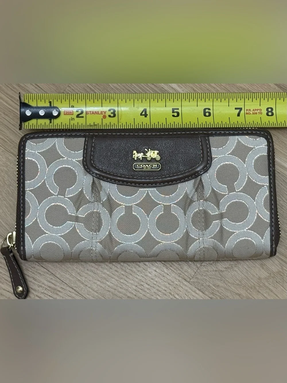 Coach Signature Zip Around Accordian Wallet